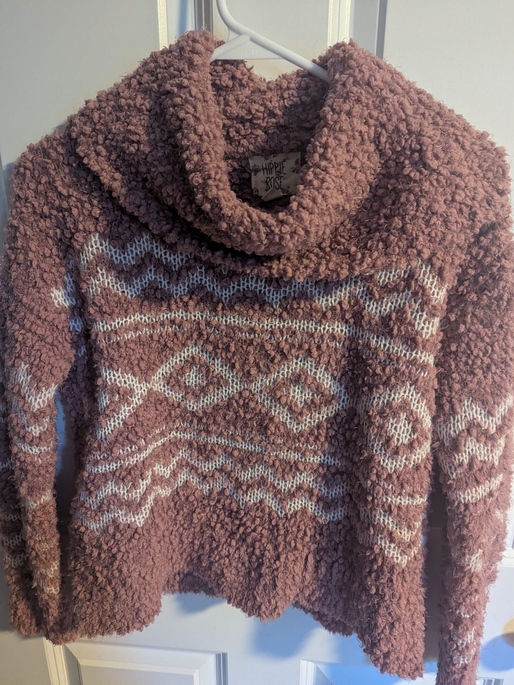 Hippie Rose Cozy Pink Chunky Cowl  Neck Crop Sweater Size S